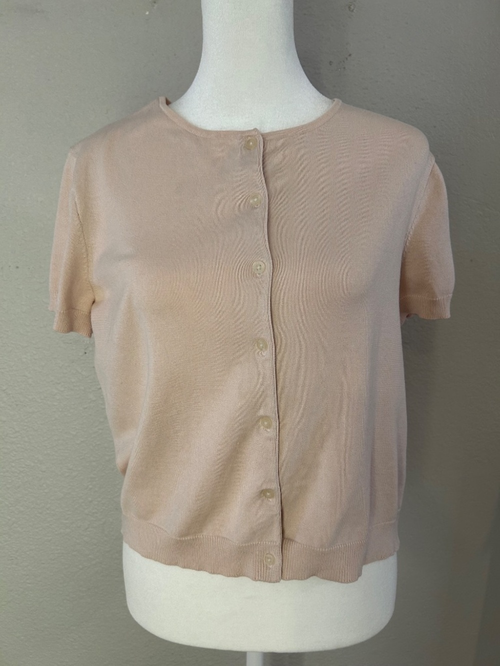 Ralph Lauren Collection Blush Pink Short Sleeve Knit Silk Blend Top